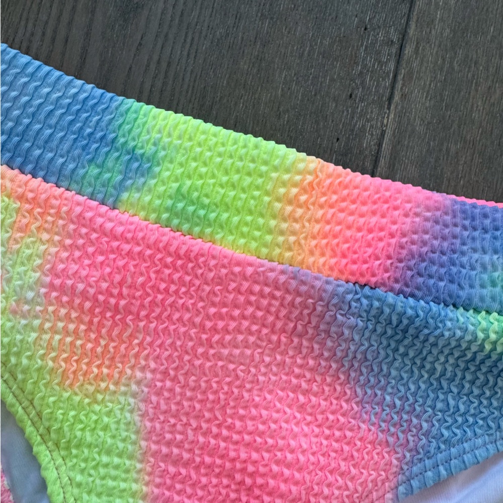 NWT Small Cupshe Sherbet Tie-dye Textured Scoop Neck Two Piece Bikini Swimsuit - Picture 8 of 14
